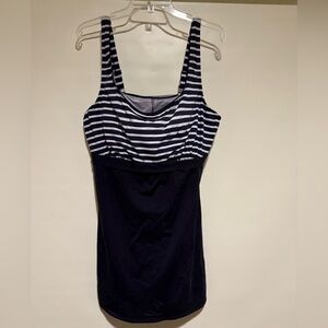 Lands End Striped Black Swim Dress, 18 DD